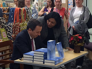 author at book signing